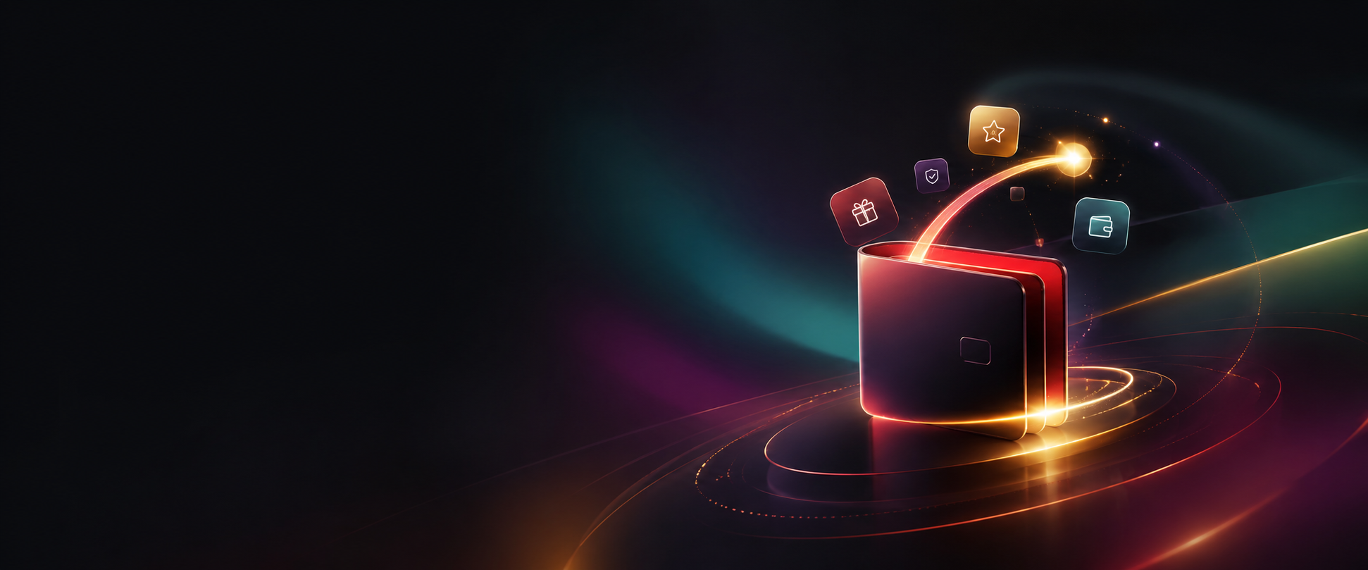 50% First Deposit Bonus â€” digital wallet with glowing app icons
